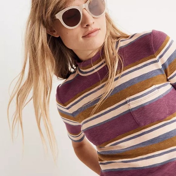 Madewell Sweaters - MADEWELL Mockneck Shirttail Tee in Stripe Sz XS